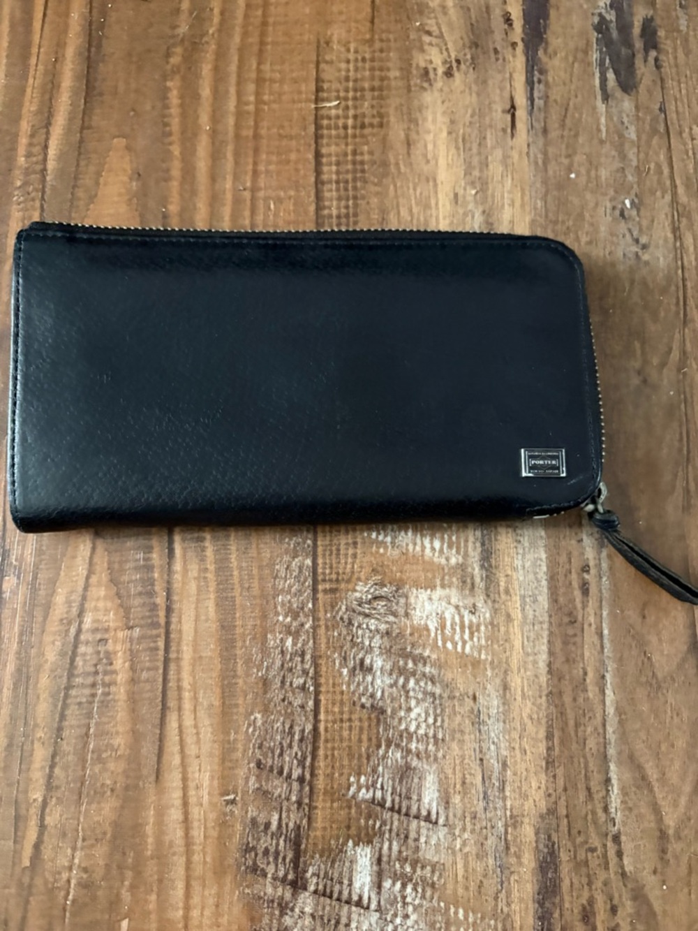 Zip-Around Black Leather Men's Wallet by Unknown Brand
